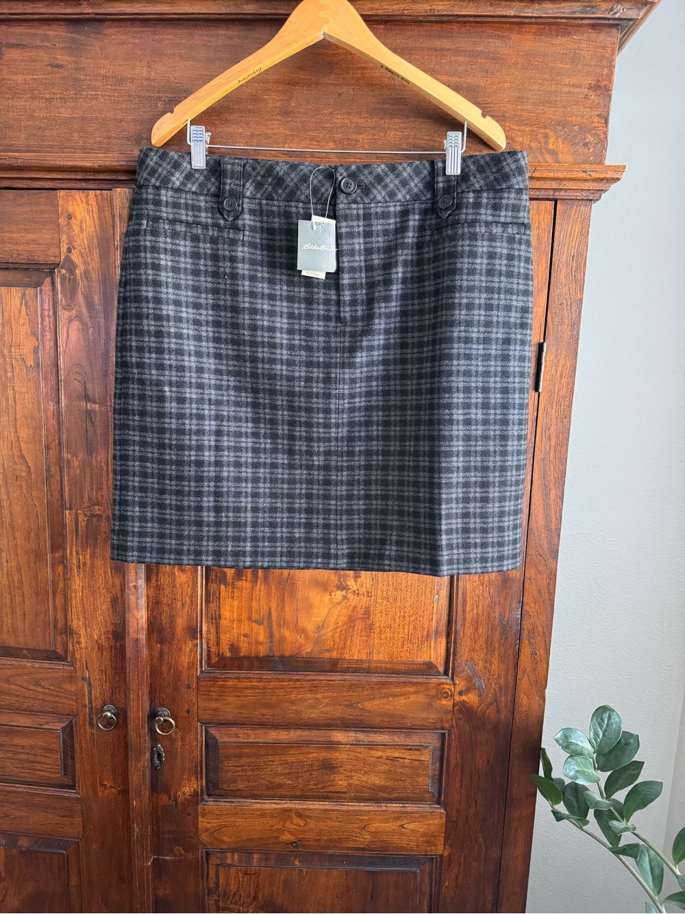 Eddie Bauer Wool Plaid Check Skirt New With Tags Size 16